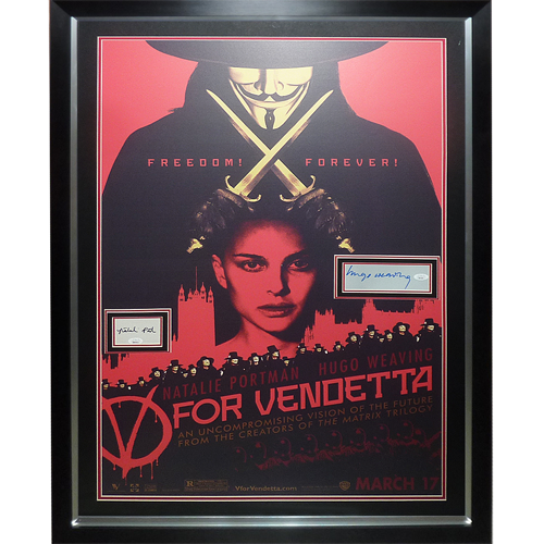 V for Vendetta Full-Size Movie Poster Deluxe Framed with Hugo Weaving –  Palm Beach Autographs LLC