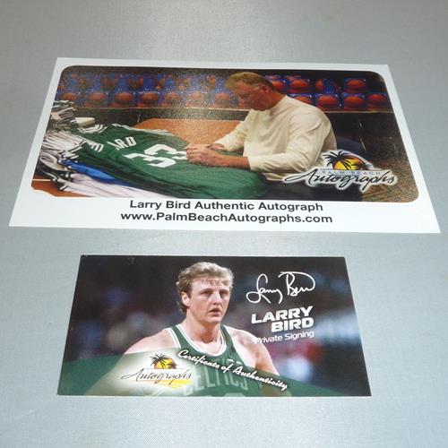 Larry Bird Autographed Boston (Green #33) Custom Jersey - Beckett Witness