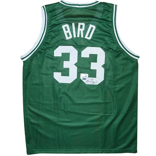 Larry Bird Autographed Boston (Green #33) Custom Jersey - Beckett Witness