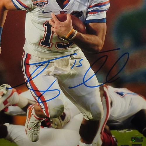 Tim Tebow Autographed Florida Gators (08 BCS Run Deluxe Framed 11x14 Photo with Patch - Tebow Holo