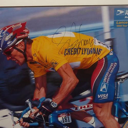 Lance Armstrong Autographed Cycling Deluxe Framed Full-Size Poster - JSA