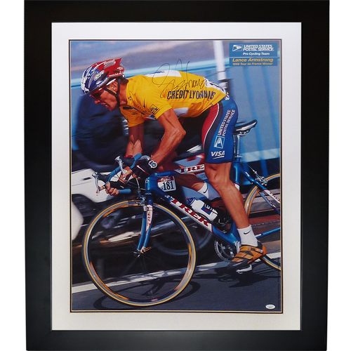 Lance Armstrong Autographed Cycling Deluxe Framed Full-Size Poster - JSA