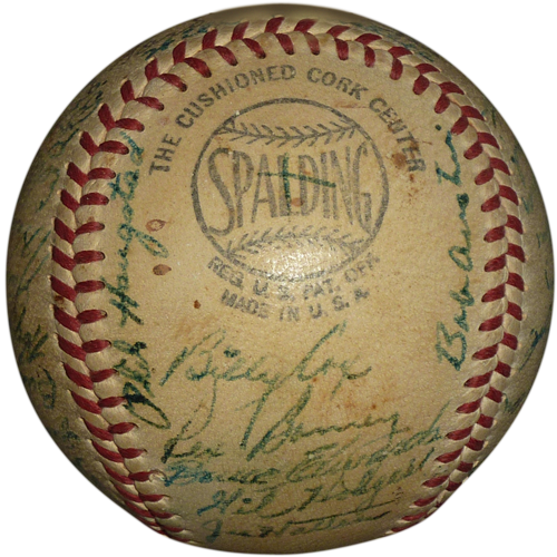 1949 Brooklyn Dodgers Team Autographed Spading Baseball w/ Jackie Robinson, Roy Campanella, Pee Wee Reese - JSA Letter