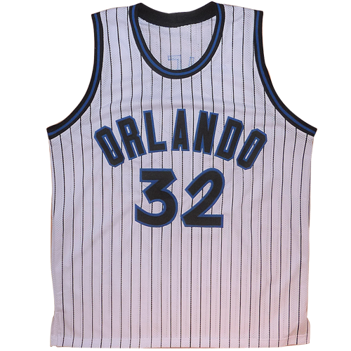 Shaquille O'Neal Autographed Orlando (White Pinstripe #32) Custom Jersey - Beckett