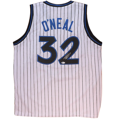 Shaquille O'Neal Autographed Orlando (White Pinstripe #32) Custom Jersey - Beckett