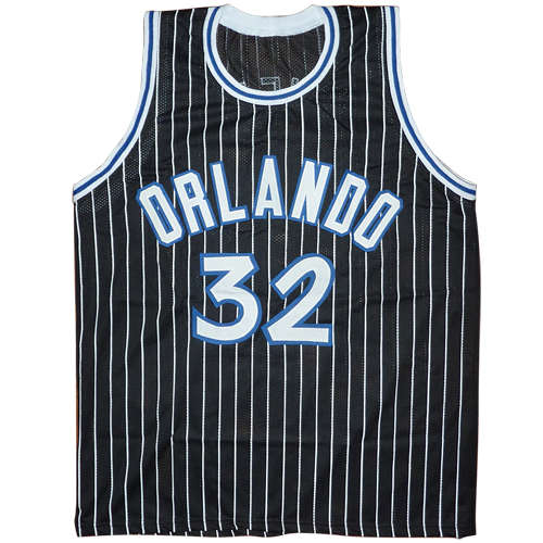 Shaquille O'Neal Autographed Orlando (Black Pinstripe #32) Custom Jersey - Beckett