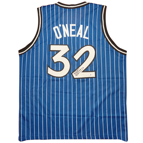 Shaquille O'Neal Autographed Orlando (Blue Pinstripe #32) Custom Jersey - Beckett