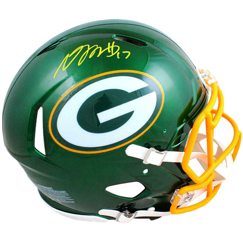 Davante Adams Autographed Green Bay Packers (FLASH Alternate) Deluxe Full-Size Replica Helmet - JSA