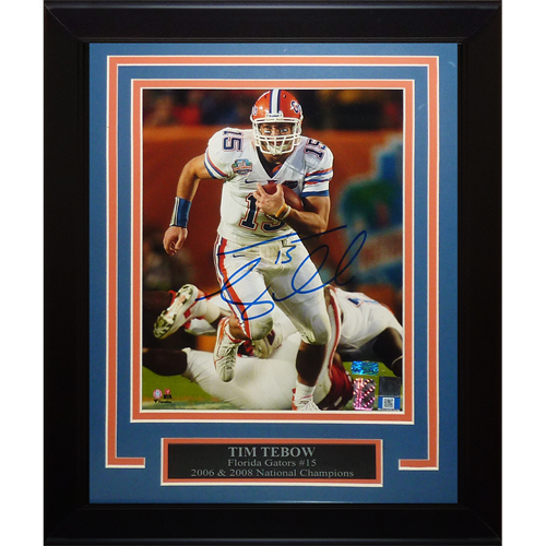 Tim Tebow Autographed Florida Gators (08 BCS Run) Framed 8x10 Photo - Tebow Holo