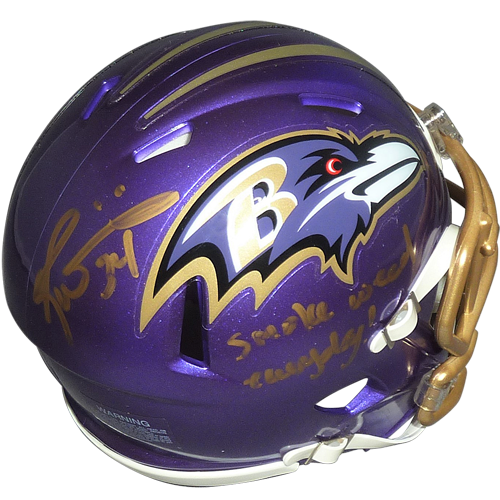 Ricky Williams Autographed Baltimore Ravens Mini Helmet w/ Smoke Weed Everyday - Radtke
