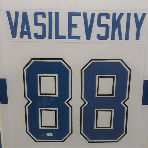 Andrei Vasilevskiy Autographed Tampa Bay Lightning (White #88) Deluxe Framed Jersey - JSA