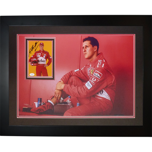 Michael Schumacher Formula One Ferrari 16x24 Photo Deluxe Framed with Autograph - JSA Letter