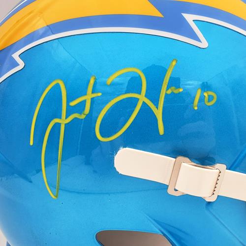 Justin Herbert Autographed Los Angeles Chargers (FLASH Alternate) Deluxe Full-Size Replica Helmet - Beckett