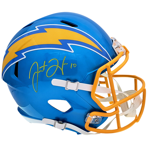 Justin Herbert Autographed Los Angeles Chargers (FLASH Alternate) Deluxe Full-Size Replica Helmet - Beckett