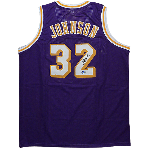 Magic Johnson Autographed Los Angeles Purple 32 Custom Jersey