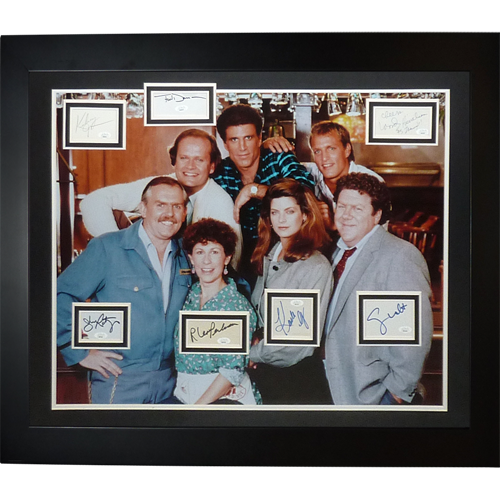 Cheers Full-Size TV Poster Deluxe Framed with all Cast Autographs - JSA