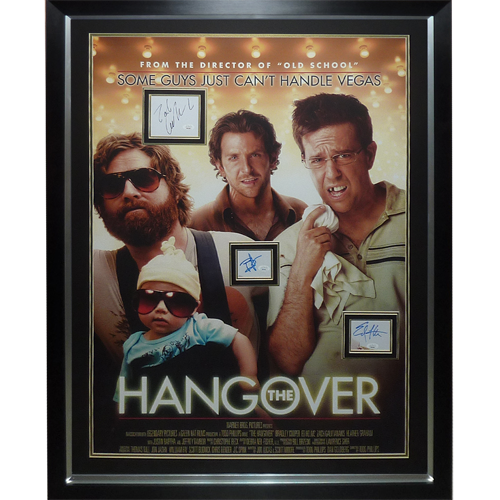 The Hangover Full-Size Movie Poster Deluxe Framed with Cooper, Galifianakis and Helms Autographs - JSA