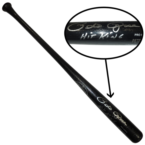 Pete Rose Autographed Louisville Slugger Engraved Black Bat w/ Hit King - JSA