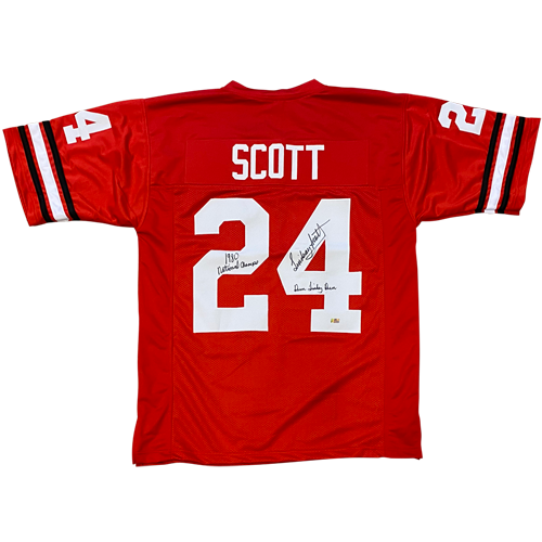Lindsay Scott Autographed Georgia Bulldogs (Red #24) Custom Jersey w/ Run Lindsay Run