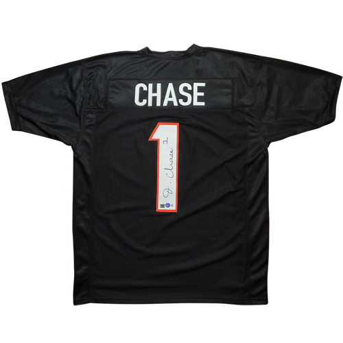 Ja'Marr Chase Autographed Cincinnati (Black #1) Custom Jersey - Beckett