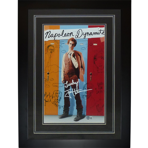 Jon Heder Autographed Napoleon Dynamite Deluxe Framed 11x17 Movie Poster w/ Inscription - Beckett