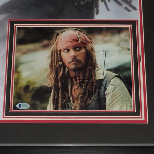 Pirates of the Caribbean 11x17 Movie Poster Deluxe Framed with Johnny Depp Autographed 8x10 Photo - JSA
