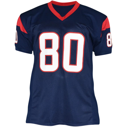 Andre Johnson Autographed Houston Texans (Blue #80) Custom Jersey - JSA