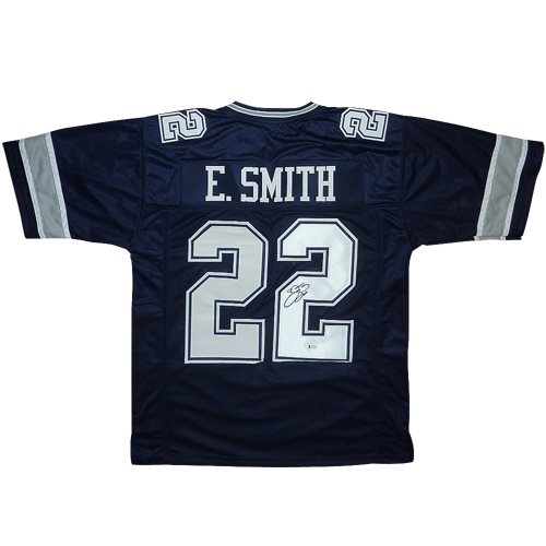 Emmitt Smith Autographed Dallas Cowboys Blue 22 Jersey JSA