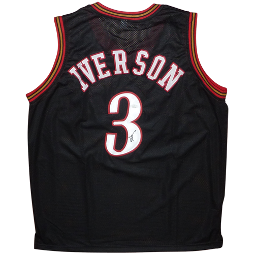 Allen Iverson Autographed Philadelphia Black 3 Custom