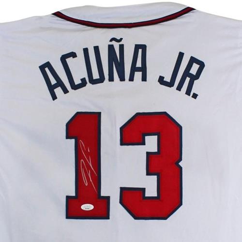 Ronald Acuna Jr. Autographed Atlanta (White #13) Custom Baseball Jersey - JSA