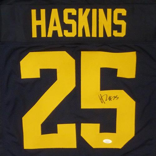 Hassan Haskins Autographed Michigan Wolverines (Blue #25) Custom Jersey - JSA