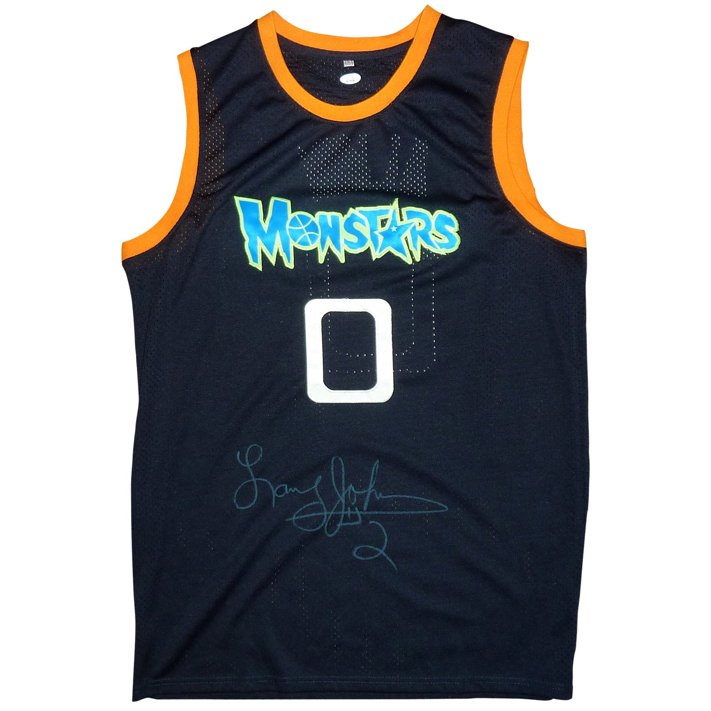 Larry Johnson Autographed Space Jam Monstars (Black #0) Custom Jersey - JSA
