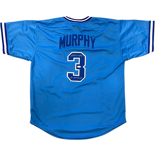 Dale Murphy Autographed Atlanta (Throwback Baby Blue #3) Custom Jersey w/ NL MVP 82,83 - JSA