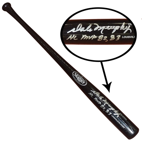 Dale Murphy Autographed Louisville Slugger Black Baseball Bat w/ NL MVP 82,83 - JSA