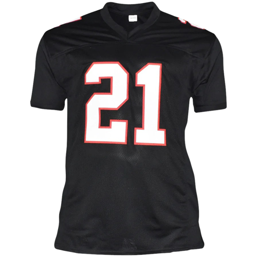 Deion Sanders Autographed Atlanta (Black #21) Custom Jersey - Beckett