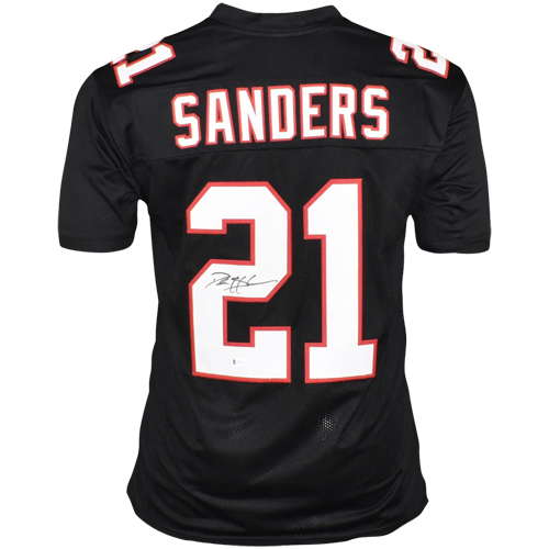 Deion Sanders Autographed Atlanta (Black #21) Custom Jersey