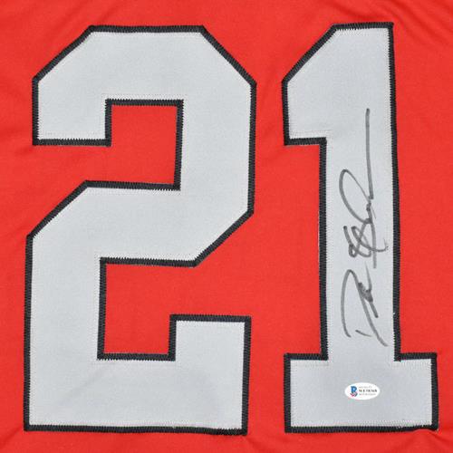 Deion Sanders Autographed Atlanta (Red #21) Custom Jersey - Beckett