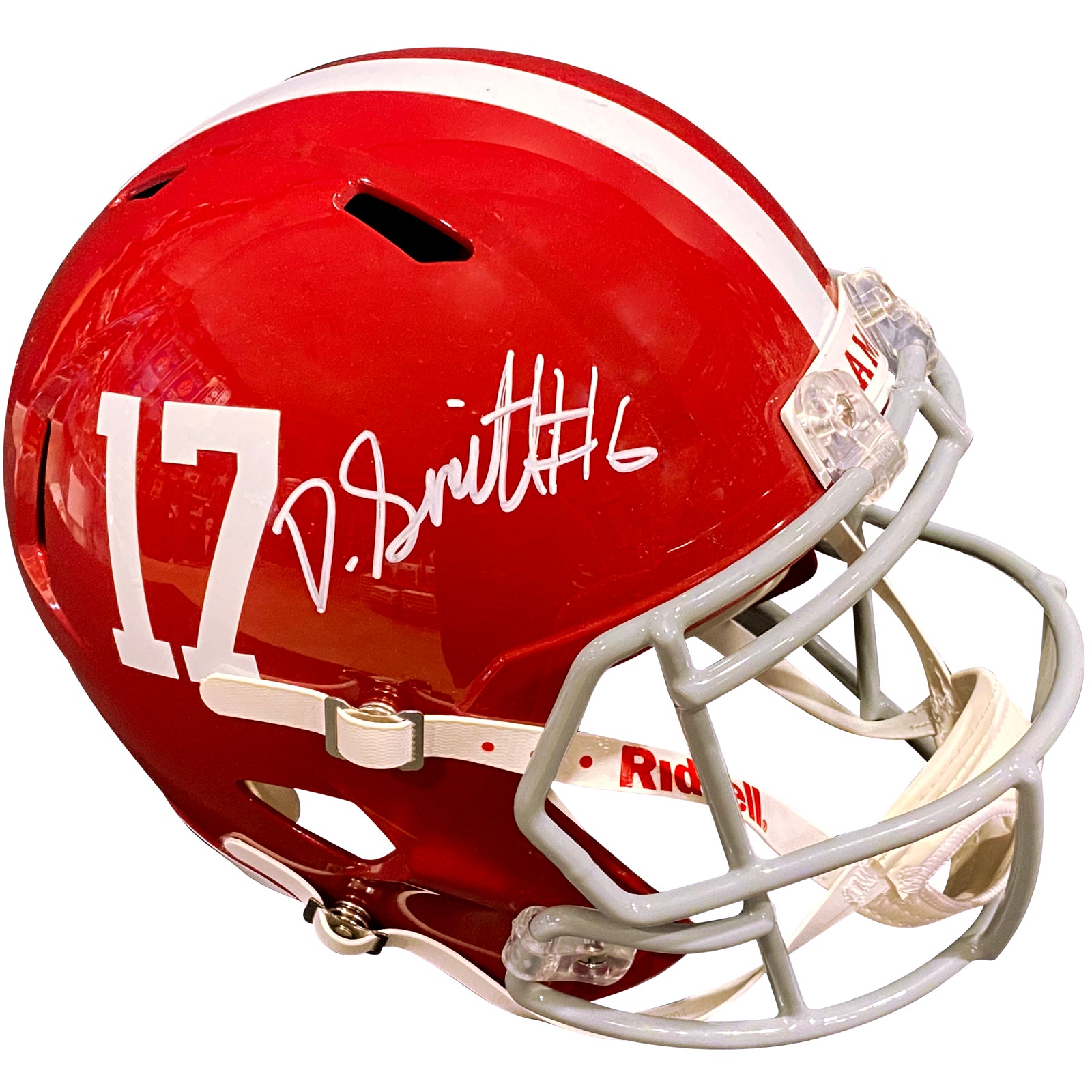Devonta Smith Autographed Alabama Crimson Tide (Speed) Deluxe Full-Size Replica Helmet - Beckett