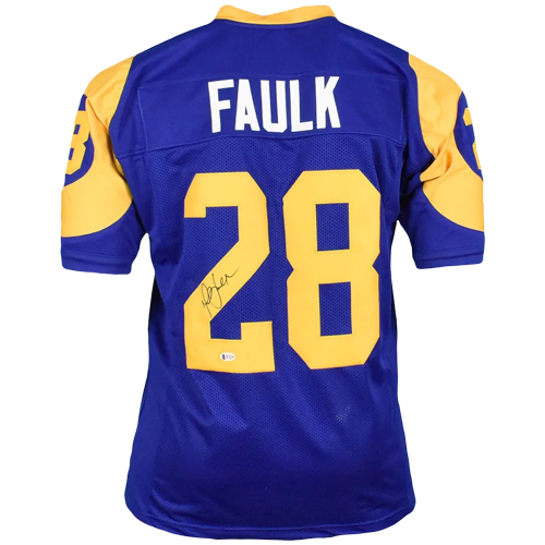 Marshall Faulk Autographed St. Louis Rams Throwback Blue 28 Custom Palm Beach Autographs LLC