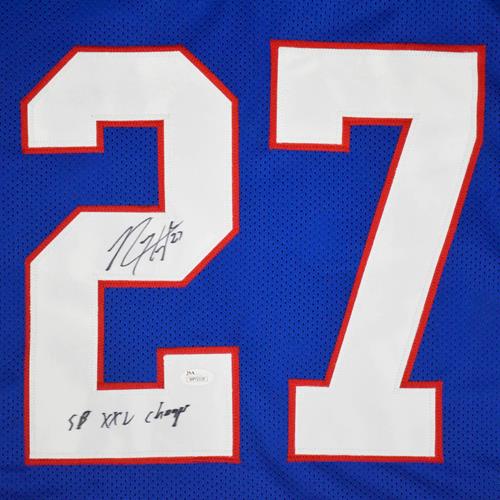 Rodney Hampton Autographed New York (Blue #27) Custom Jersey SB XXV Champs