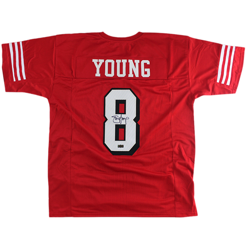 Steve Young Autographed San Francisco Red 8 Custom Jersey JSA