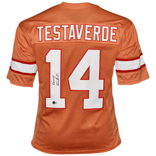 Vinny Testaverde Autographed Tampa Bay Buccaneers (Creamsicle #14) Custom Jersey - Beckett