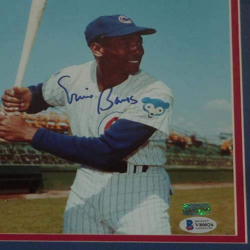 Ernie Banks Autographed Chicago Cubs Deluxe Framed 8x10 Photo - JSA