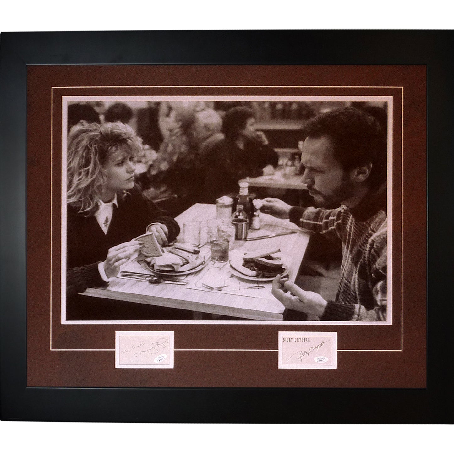 When Harry Met Sally Movie Poster Deluxe Framed with Billy Crystal and Meg Ryan Autographs - JSA