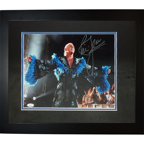 Ric Flair Autographed Wrestling (Blue Robe Horizontal) Deluxe Framed 11x14 Photo - JSA