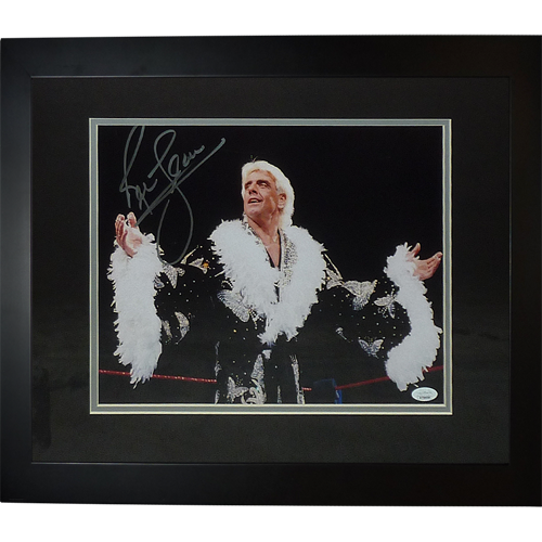 Ric Flair Autographed Wrestling (Black Robe Horizontal) Deluxe Framed 11x14 Photo - JSA