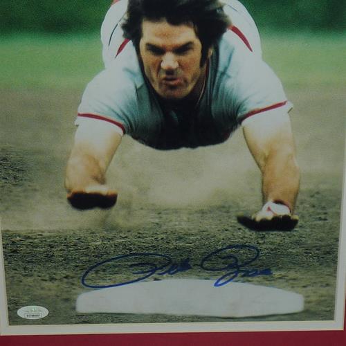 Pete Rose Autographed Cincinnati Reds (Head First Slide) Deluxe Framed 11x14 Photo - JSA