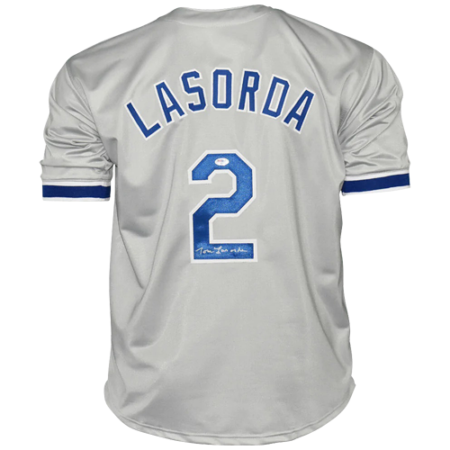 Tommy Lasorda Autographed Los Angeles Dodgers (Grey #2) Custom Jersey - JSA