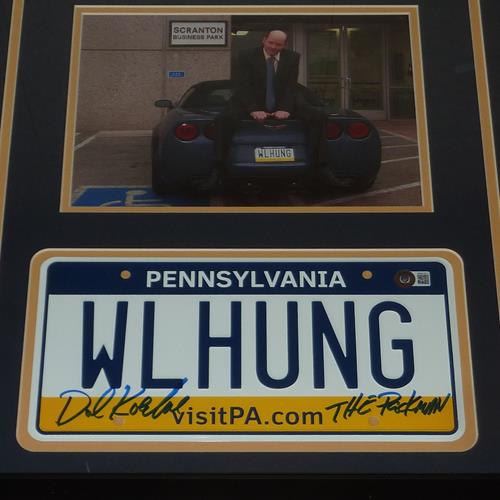 David Koechner Autographed The Office License Plate WL HUNG Deluxe Framed with Photo - Beckett