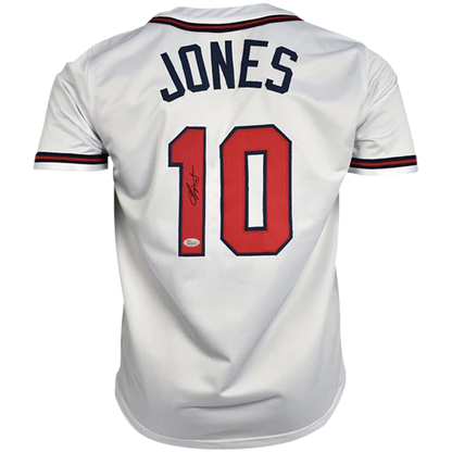 Chipper Jones Autographed Atlanta (White #10) Custom Jersey - JSA